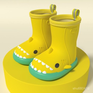 【全店免運 臺灣發貨】鯊魚雨靴成人女外穿上班防滑短筒可愛卡通防水親子膠鞋水鞋雨鞋