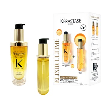 【KERASTASE 卡詩】金緻柔馭山茶花鎏光露 75ml+填裝瓶 75ml