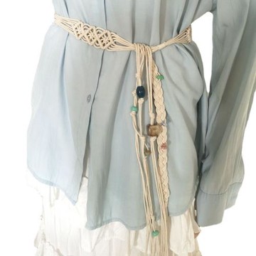 復古手工編織寬腰帶女配裙子休閑百搭裝飾連衣裙流蘇繩子腰鏈配飾