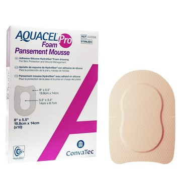 康威 AQUACEL Foam Pro愛康膚寶柔泡棉敷料(可黏) 19.8x14cm 足跟型 10片/盒