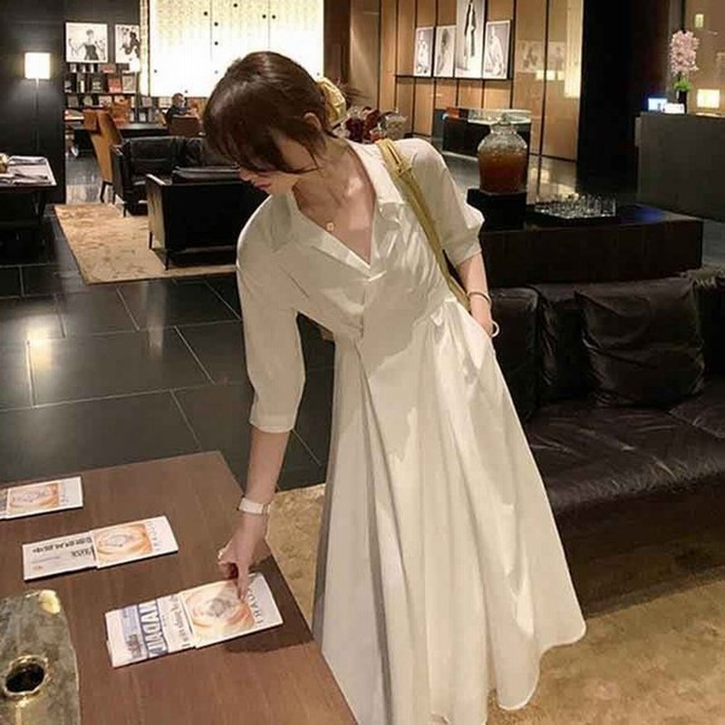 ワンピース 夏vネック 白レディース ロングワンピース マキシ丈レデイース Aライン体型カバー リゾート ゆったり 無地 シンプル 通勤30代40代50代 通販 Lineポイント最大0 5 Get Lineショッピング