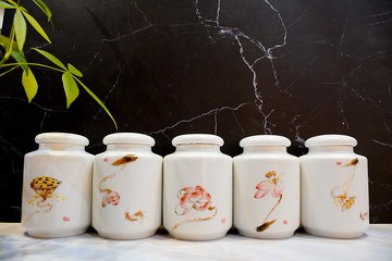 釅韻逸品【手繪玉泥白瓷茶罐組】