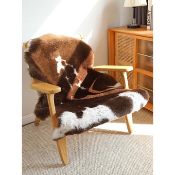 天然花色整張羊羊皮坐墊椅子墊純羊毛皮草沙發墊羊剪絨皮毛一體墊