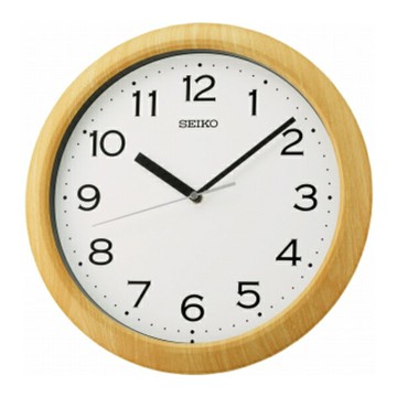 seiko SK037 精工鐘 (QHA014A) 仿木質外框簡約數字圓形掛鐘 淺棕色外框  32.5cm｜樂天全館特惠中★指定刷卡回饋10%