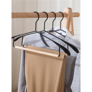 高檔寬肩北歐簡約黑白色鐵木無痕衣架家用衣櫥柜金屬櫸木衣褲掛撐