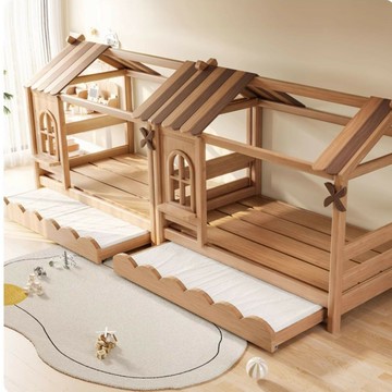 免運公司貨 樹屋床 兒童床 儿童床 女孩全实木树屋床 拖床 1米5儿童床 男童单人床 现代简约公主床 可開發票 全館五折 工廠現貨直銷 新品特價 z11012