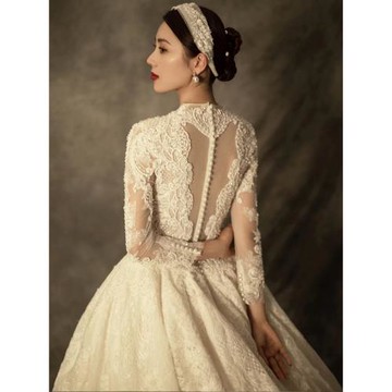 鋒悅嶼《云曼》長袖主婚紗2025新款新娘大氣高級感復古氣質出門