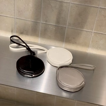 韓國製 Bucks & Leather  真皮圓型零錢包（四色） - 灰