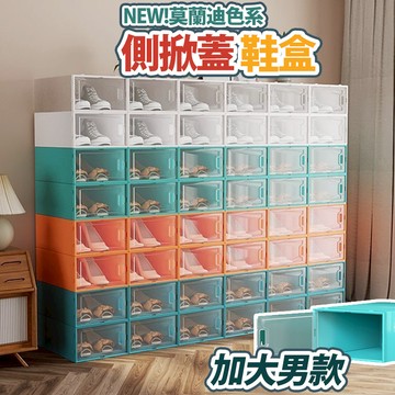 隔日出貨 最新款 加大側開門鞋盒 透明收納盒 翻蓋男款鞋盒 防水防塵整理盒 收納鞋櫃 收納女王 GAC516