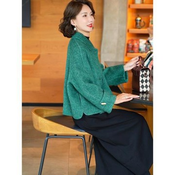 (免運)雙面羊毛大衣女短款小個子2024秋冬新款牛角扣桑蠶絲羊毛呢子外套