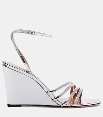 Aquazzura Latour 85 metallic-effect wedge sandals