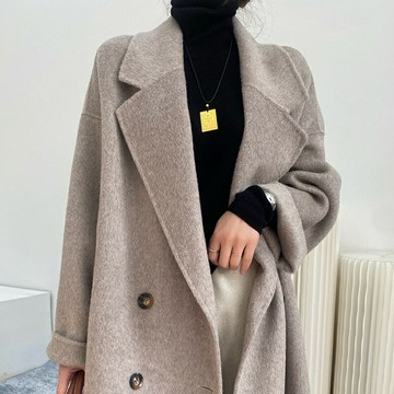【巴黎精品】現貨+預購 100%羊毛大衣毛呢外套-保暖蓬鬆長款雙面呢加厚女外套2色a1dg5