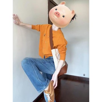 多巴胺橘色刺繡針織開衫外套女秋季韓系穿搭小個子寬松短款上衣冬