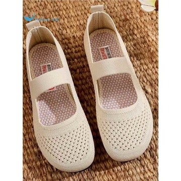 女鞋春夏單鞋軟底防滑透氣輕便休閑鞋百搭飛織面媽媽鞋