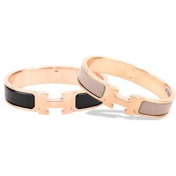 HERMES 愛馬仕 Clic H PM 窄版琺瑯玫瑰金手環-2色可選