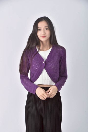 (XS（含）以下) 針織紫色罩衫