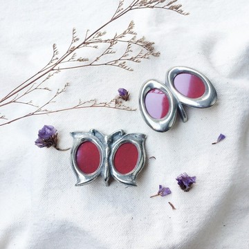 Vintage 早期奧地利錫製手工小相框 | 歐式 相框 蝴蝶