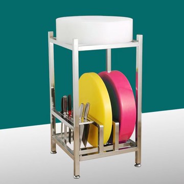 砍骨頭菜墩架耐用廚房操作臺新款落地不銹鋼砧板架商用菜墩架168L 快速出貨