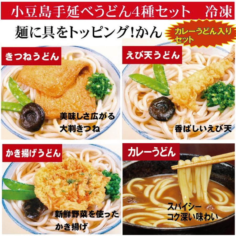 ＼ ギフトあったかうどん ／ 小豆島　冷凍手延べうどんカレーうどん入　具材付4種×2食セット　送料無料