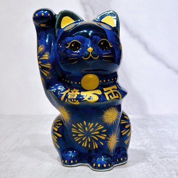 【青墨招財】日本清水燒招財貓 | 青墨花火 - 億万両
