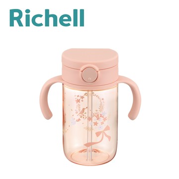 日本 Richell 利其爾 - 幻夢之翼吸管水杯 320mL-粉-320ml