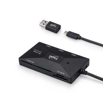 E-books Type C+USB3.2 晶片複合讀卡機+3孔HUB贈USB接頭E-PCE241