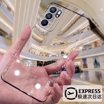 【買殼送膜】適用于OPPOreno6pro手機殼超薄透明Reno6防摔新款陳無邊框全包鏡頭保護套高級感曲面屏6pro+簡約