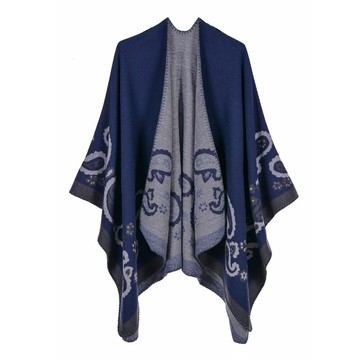 披肩仿羊絨斗蓬-時尚腰果花花紋捲邊女圍巾5色73we7【獨家進口】【米蘭精品】