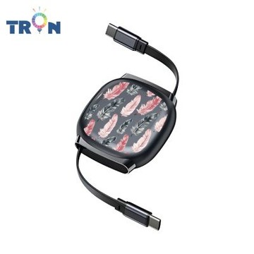 TRON 100W Type-C 伸縮快充線 1M 鈦黑色 趣味圖片集A-2 4檔長度調整 可充筆電 適用i15以上手機 平板