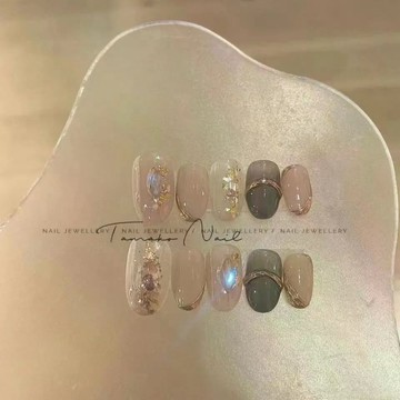 💖台灣出貨💖【原相機實拍】純手工定制中長款ins純欲輕奢茶色手工穿戴甲美甲