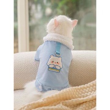 帶牽引環小貓咪衣服冬季寵物貓貓布偶貓藍貓幼貓防掉毛棉衣秋冬款