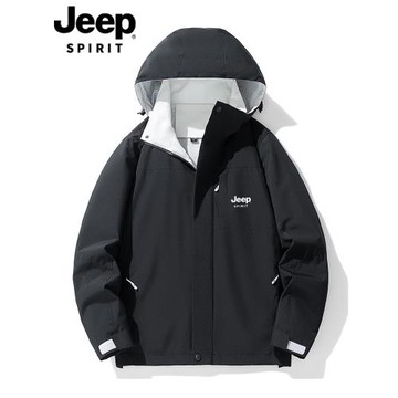 JEEP吉普沖鋒衣外套男春秋2025新款春季戶外工裝潮牌春裝上衣夾克