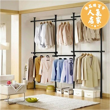 頂天立地衣帽架 頂天立地晾衣架落地陽台室內掛衣架臥室家用免打孔涼曬衣服伸縮桿