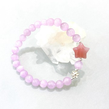 Ops Kunzite silver bracelet - 紫鋰輝石/鹽源瑪瑙/手工/純銀/手
