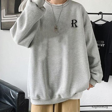 【臺灣出貨】圓領衛衣加絨加厚男裝女裝同款年秋冬季新款寬鬆套頭簡約上衣美式長袖男生運動上衣訓練服