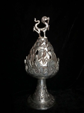 仿古做舊白銅熏香爐檀香爐客廳辦公室裝飾品檀香爐古玩銅器收藏