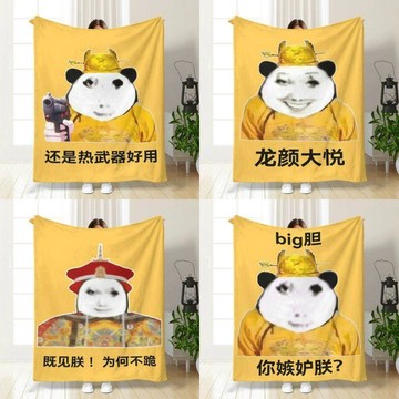 ✨臺灣出貨✨搞笑滑稽毛毯皇帝龍圖抽象沙雕搞怪毯子宿舍法蘭絨午睡毯披肩毯