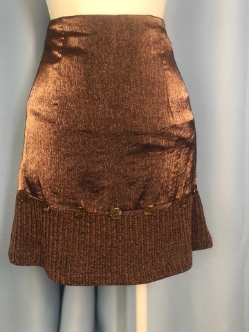 編織布料拼接短裙