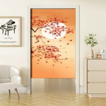 【嵐楓居家】日式長式開運門簾85X180CM（買送伸縮桿再送門簾掛勾）-楓葉翩翩85*180一片式_廠商直送