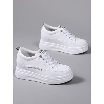 加絨內增高小白鞋女2025新款冬季顯腳小松糕鞋7CM小個子厚底女鞋