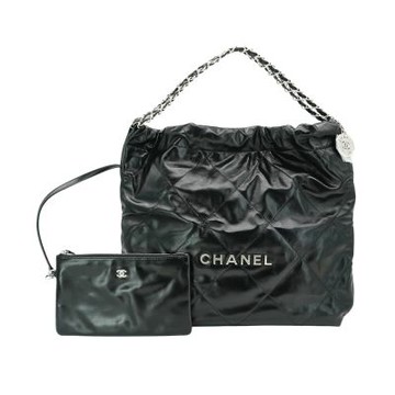 Chanel 香奈兒 22 銀logo中號肩背包(AS3261-黑)