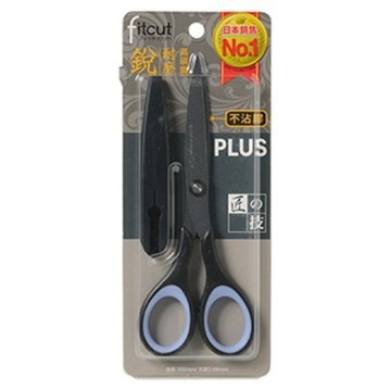 【阿翔小舖】『PLUS』普樂士 SC-160SF剪刀  不沾膠附蓋  單支