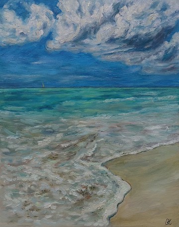 海景原創布面油畫