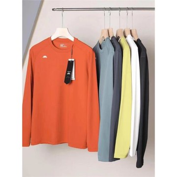 意大利高端戶外四面彈透氣親膚長袖T恤男士休閑百搭純色圓領上衣