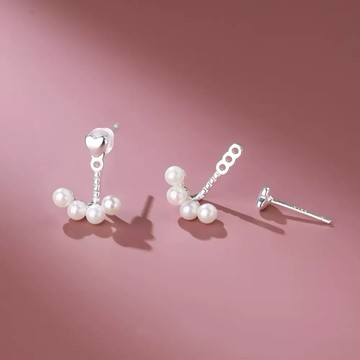 Sweet Air D2606 日韓流行耳飾 可調整後掛式珍珠愛心造型 耳針 耳環