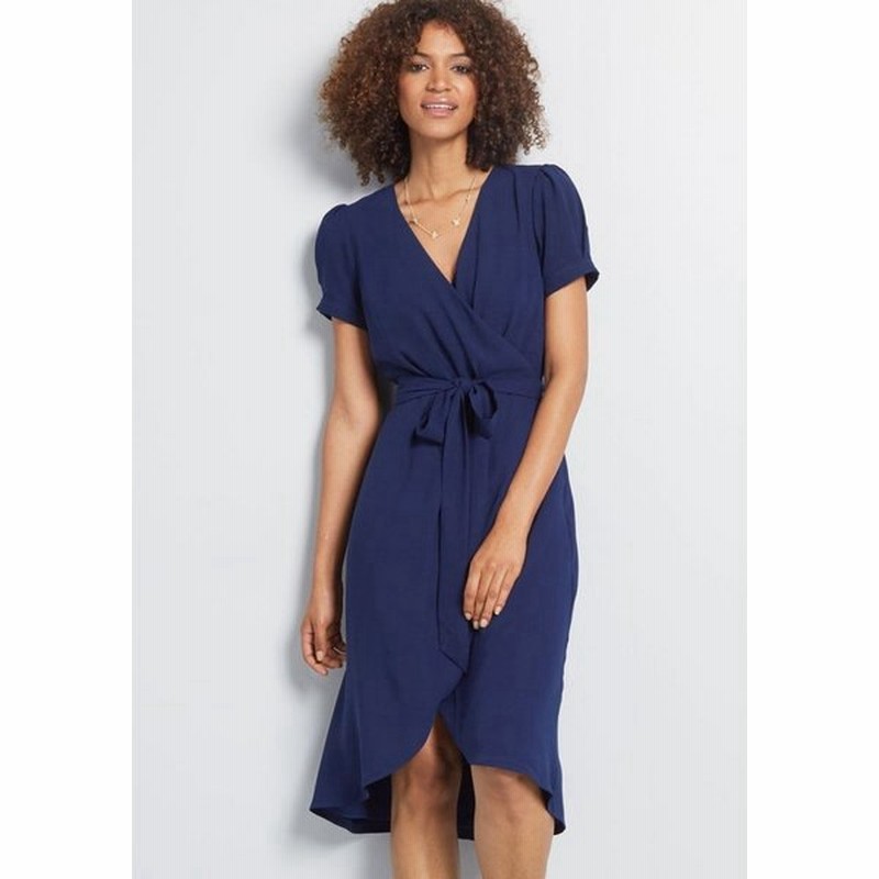 モドクロス Modcloth レディース ワンピース ワンピース ドレス Poetic Presence Faux Wrap Dress Navy 通販 Lineポイント最大0 5 Get Lineショッピング