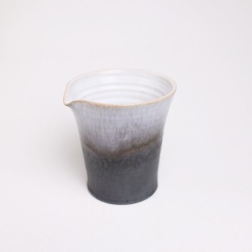 明芽窯 l 白萩黑釉茶海 陶器 公道杯 白黑漸層 茶具 蒐藏品 H7