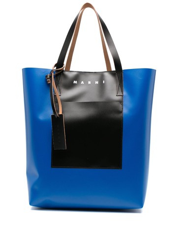 Marni - logo-print tote bag - men - Polyurethane/Polyester/Calf Leather - One Size - Blue