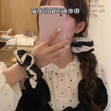 两件9.9折🔥臺灣出貨🔥可開發票✅韓系波點大腸髮圈女蕾絲邊秋冬高級感頭繩發繩女扎頭髮飾頭飾