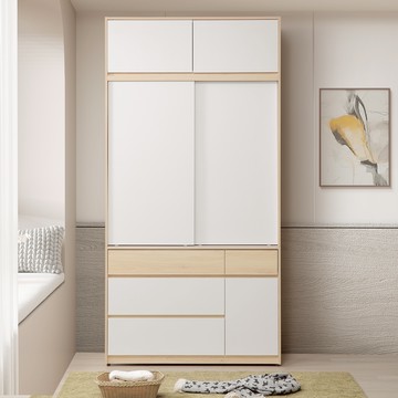 直人木業-北歐白楓木高被櫥滑門衣櫃120公分